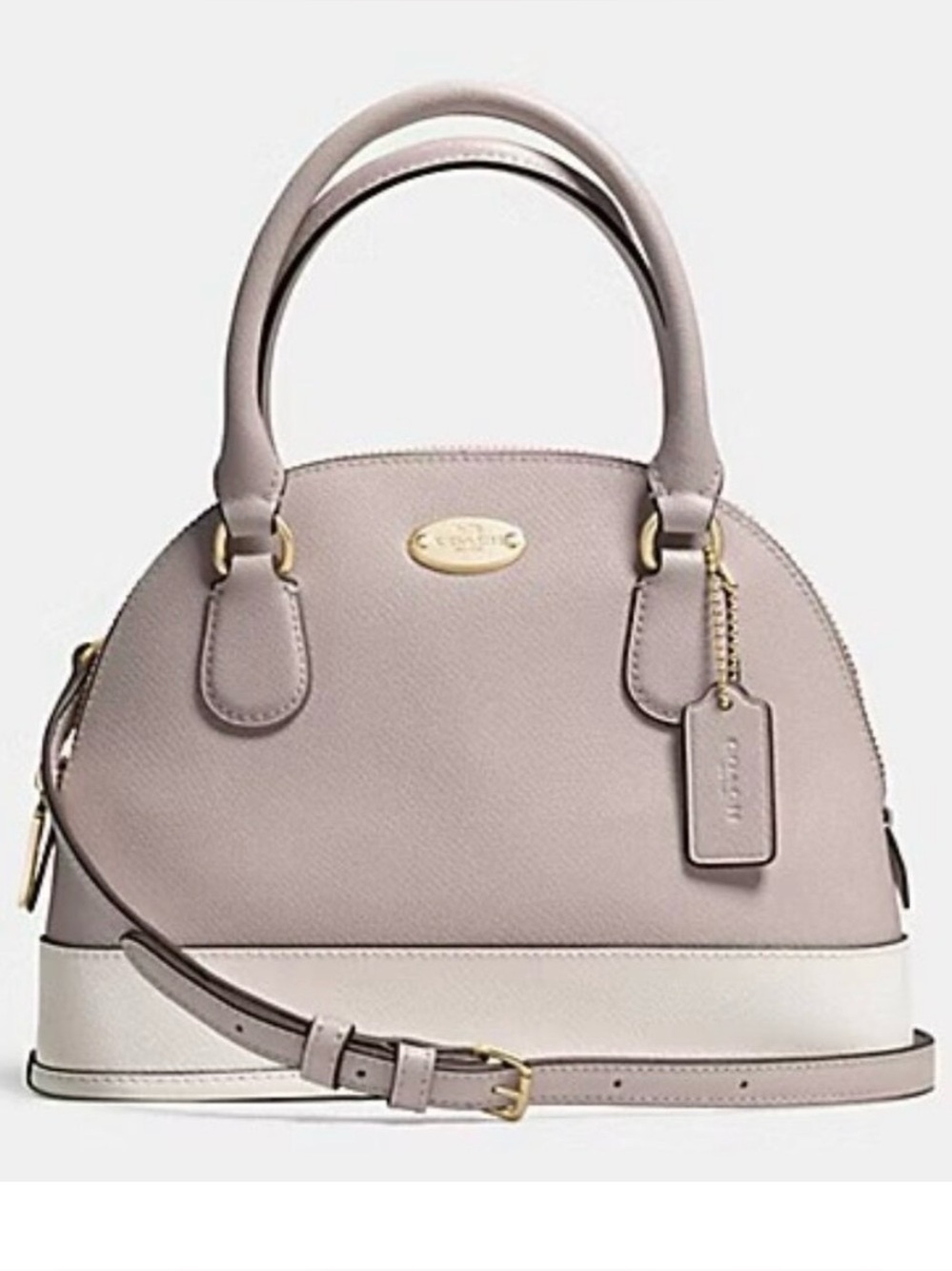 Coach Two-Tone Dome Satchel in Taupe and Cream